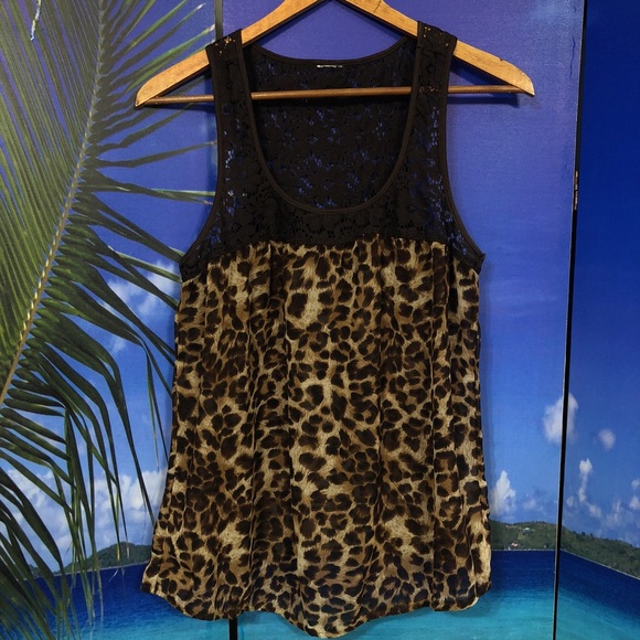 Sheer Leopard Pattern Tank Top - Picture 2 of 5